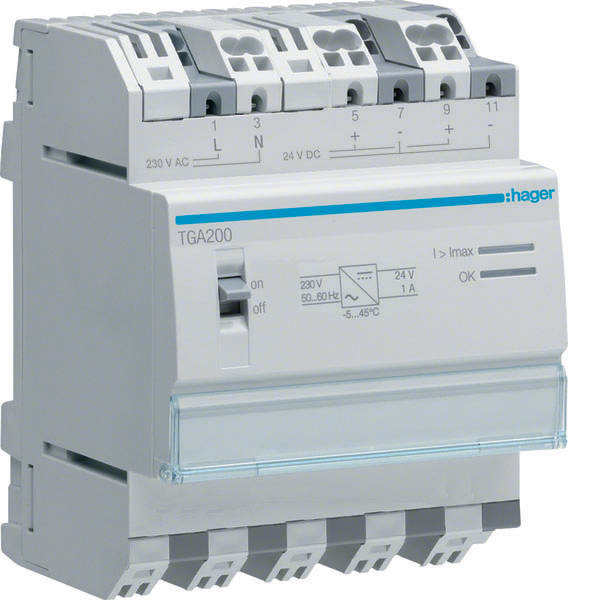 HAGER - HAGTGA200 ALIMENTATORE 230VAC/24VDC 1A 4M