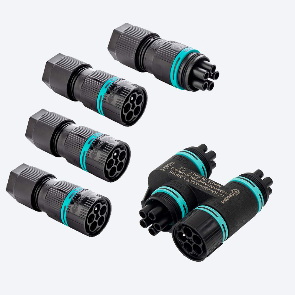 TECHNO SRL - TLHTHH.624.A5A.L.R KIT DISTRIB 4WAYS 17.5A 5P IP68 W/CONNEC
