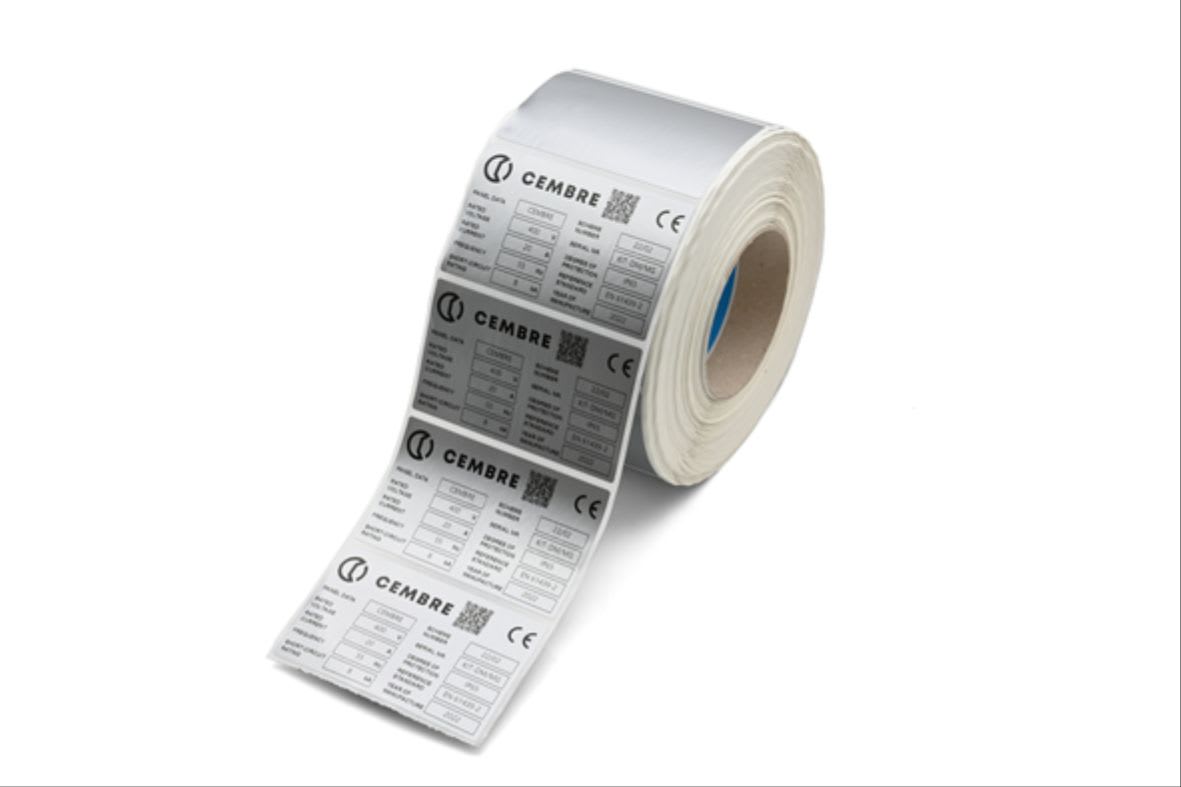 CEMBRE SPA - CEM8400050SVYG ETICHETTE ADESIVE, PER STAMPANTI A TRASFERIMENTO TERMICO, SU ROTOLO, FILM PVC PER ESTERNO, GRIGIO METALLIZZATO, CERTIFICATO UL, 40x60mm