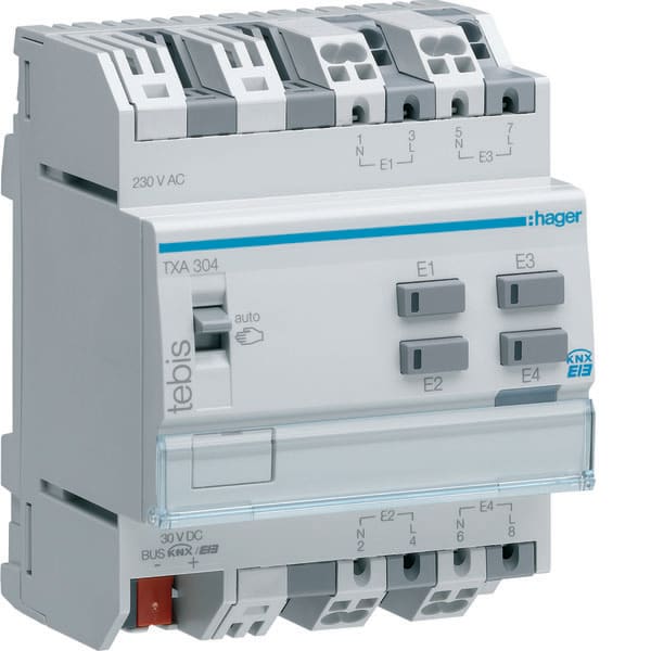 HAGER - HAGTXA304 MOD.KNX TP 4 IN 230 VCA PER GUIDA DIN 4M