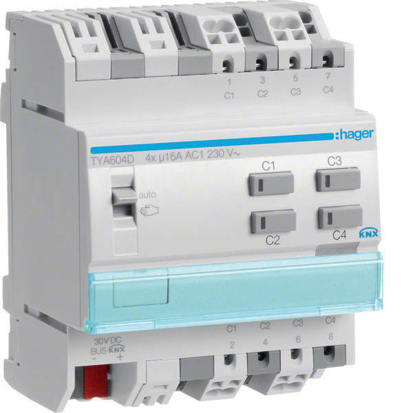 HAGER - HAGTYA604D MOD.KNX+ TP 4 OUT 16A AC1 230V C-LOAD 4M