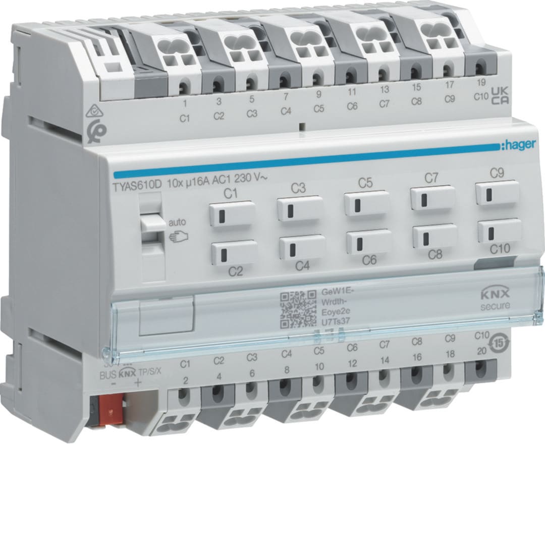 HAGER - HAGTYAS610D MOD.KNX-SEC 10 OUT 16A AC1 230V CLOAD 6M
