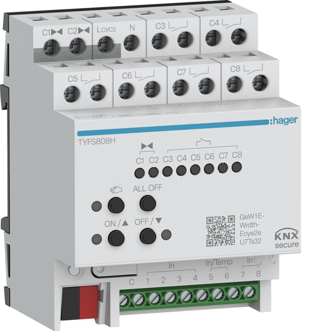 HAGER - HAGTYFS808H MOD.KNX-SEC CTRL-ROOM 8 IN / 8 OUT 4M