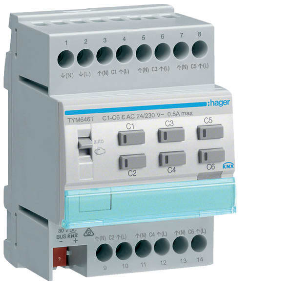HAGER - HAGTYM646T MOD KNX PLUS TP 6 OUT TRIAC 24/230V 4M