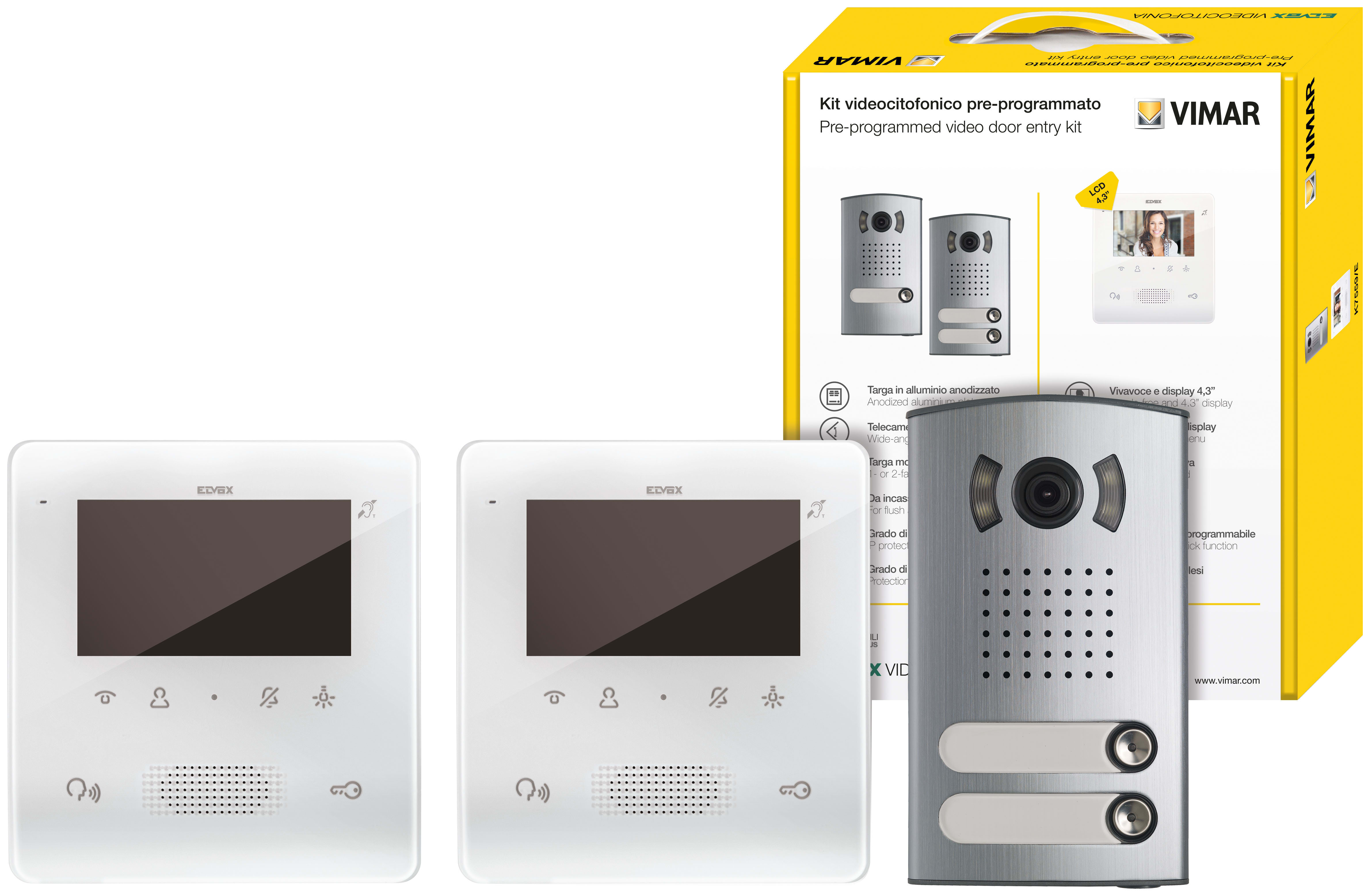 VIMAR SPA - VIW7558/E2 KIT VIDEO 2F+ BIFAM. TAB 4.3 VIVAVOCE