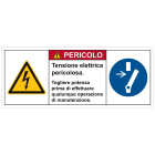 CEMBRE SPA - CEM2613500-F ETICHETTA ADESIVA PER IMPIANTI ELETTRICI, TESTO "PERICOLO, TENSIONE ELETTRICA PERICOLOSA"