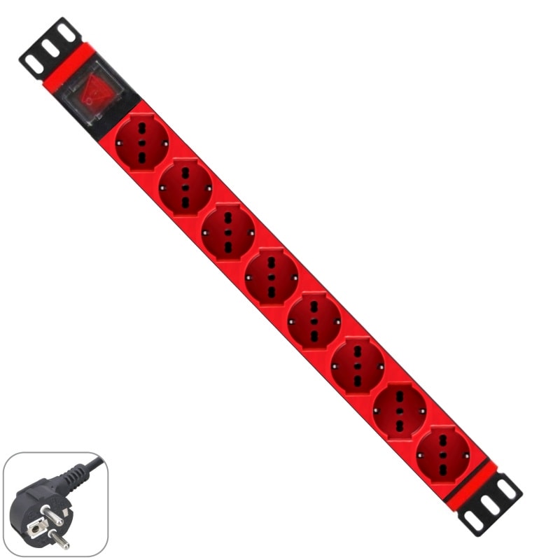 ZELIATECH - NPRWPNPDUG0108R PDU 19, 8 PRESE UNEL ROSSE, SPINA SCHUKO
