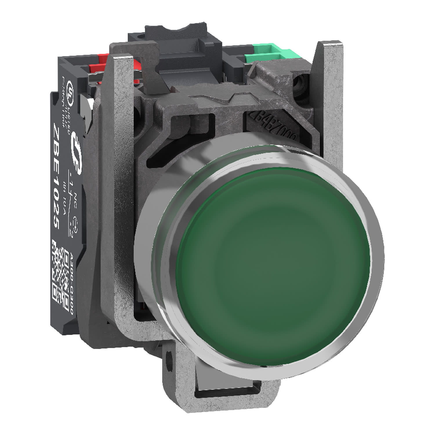 SCHNEIDER ELECTRIC - SNRXB4BW33B55 Pulsante luminoso, Harmony XB4, metallo, verde filoghiera, 22 mm, LED universale, gemma liscia, 1NO + 1NC, 24 V AC DC, Push in