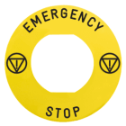 SCHNEIDER ELECTRIC - SNRZBY9330M Etichetta con marcatura, Harmony XB4, Harmony XB5, giallo, 60mm, per arresto di emergenza, marcatura EMERGENCY STOP/logo ISO13850