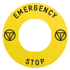 SCHNEIDER ELECTRIC - SNRZBY9330T Etichetta rettangolare Ø60 per arresto emerg.-EMERGENCY STOP/logo ISO13850