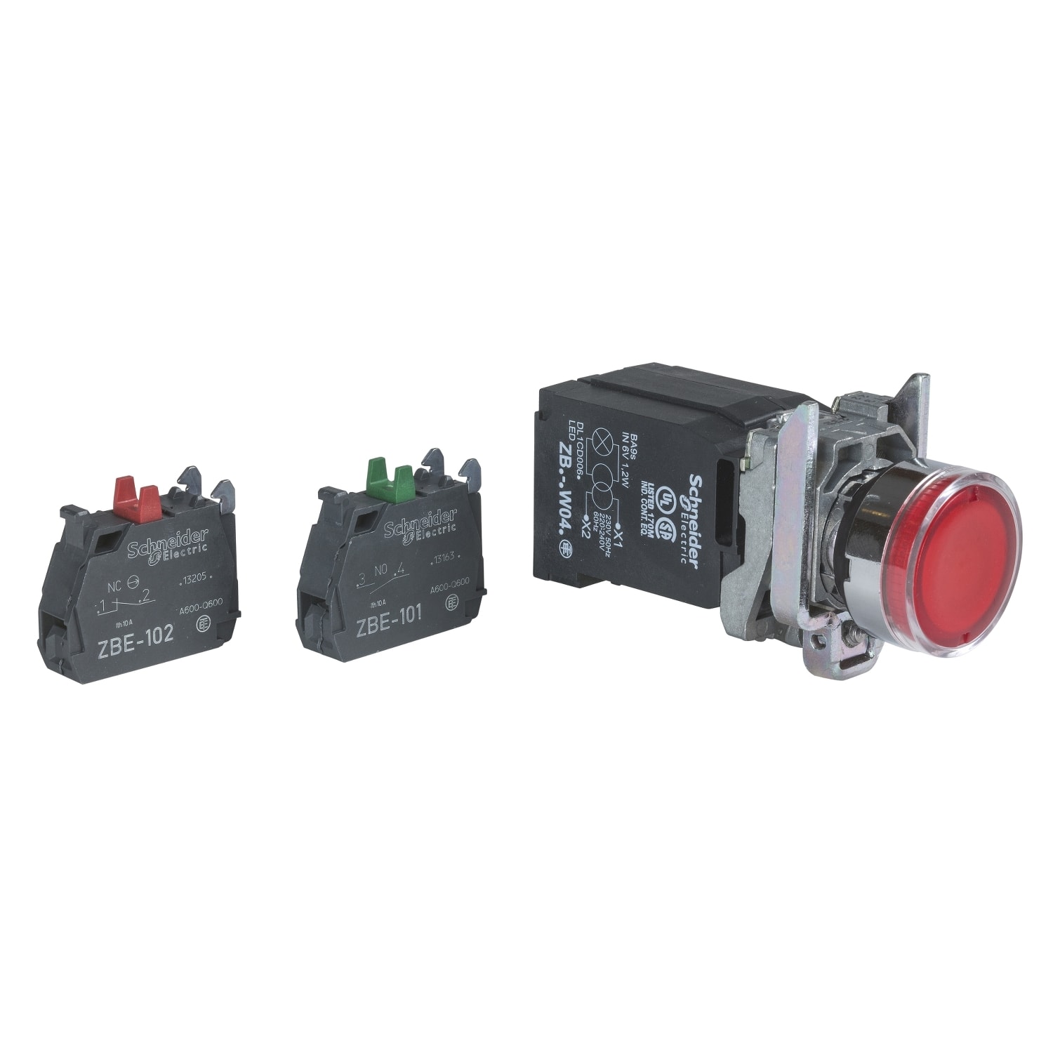 SCHNEIDER ELECTRIC - SNRXB4BW3435 Pulsante luminoso rosso Ø22 - filoghiera ad impulso - 120V - 1NO+1NC
