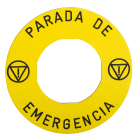 SCHNEIDER ELECTRIC - SNRZBY9430T Etichetta gialla 'parada de emergencia' Ø60mm da utilizzare con guardia zbz3605