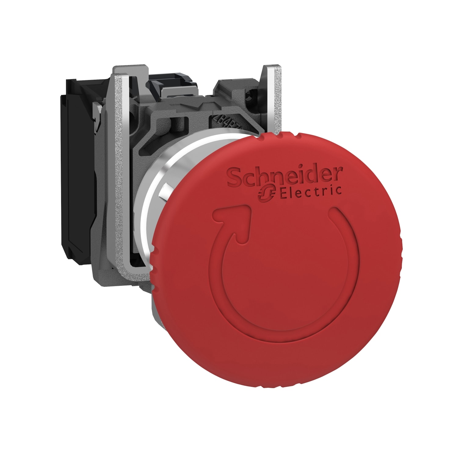 SCHNEIDER ELECTRIC - SNRXB4BS84462 Harmony XB4, Arresto di emergenza, metallo, fungo rosso Ø40, Ø22, ad aggancio, girare per sbloccare, 1 NC + 1NC auto-monitorato