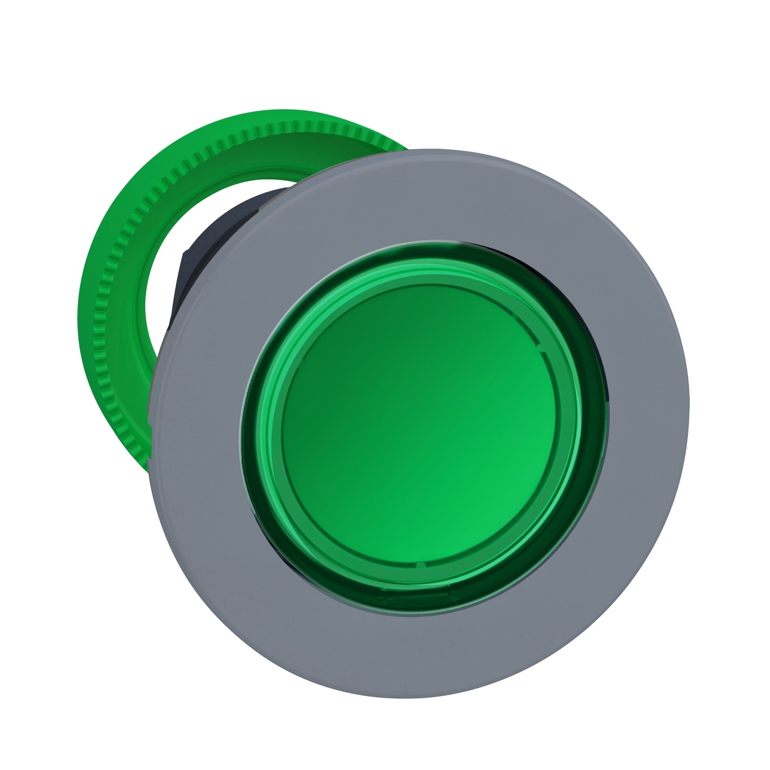SCHNEIDER ELECTRIC - SNRZB5FW333C0 Testa pulsante luminoso verde filopannello ghiera grigia- per LED universale- Ø30