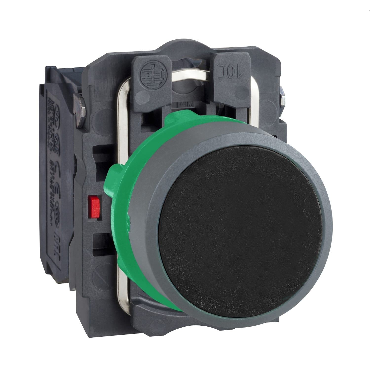 SCHNEIDER ELECTRIC - SNRXB5AA25C0 PULSANTE NERO NO+NC GHIERA GRIGIA