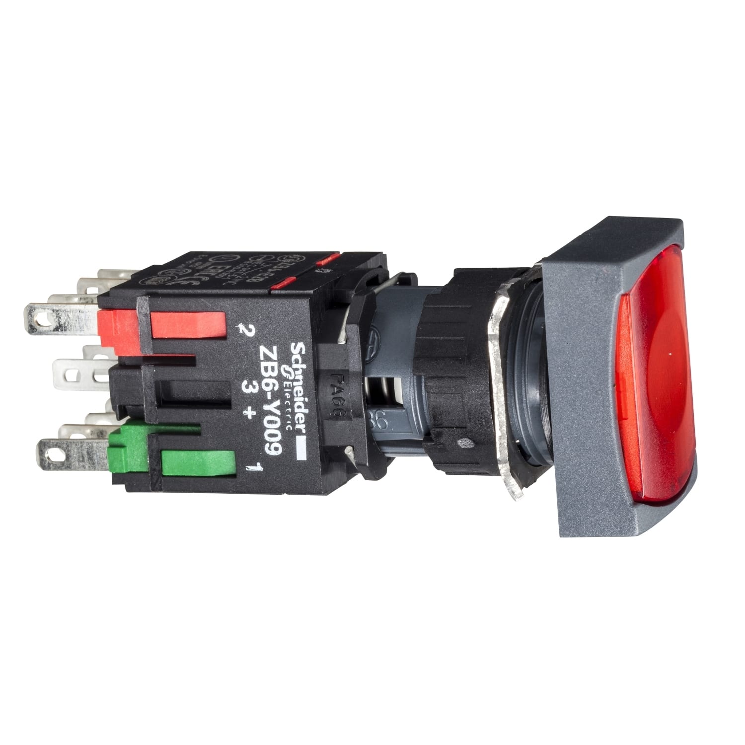 SCHNEIDER ELECTRIC - SNRXB6DF4B2B Pulsante luminoso rosso Ø16 - rettangolare ad aggancio - 12..24 V- 1NC