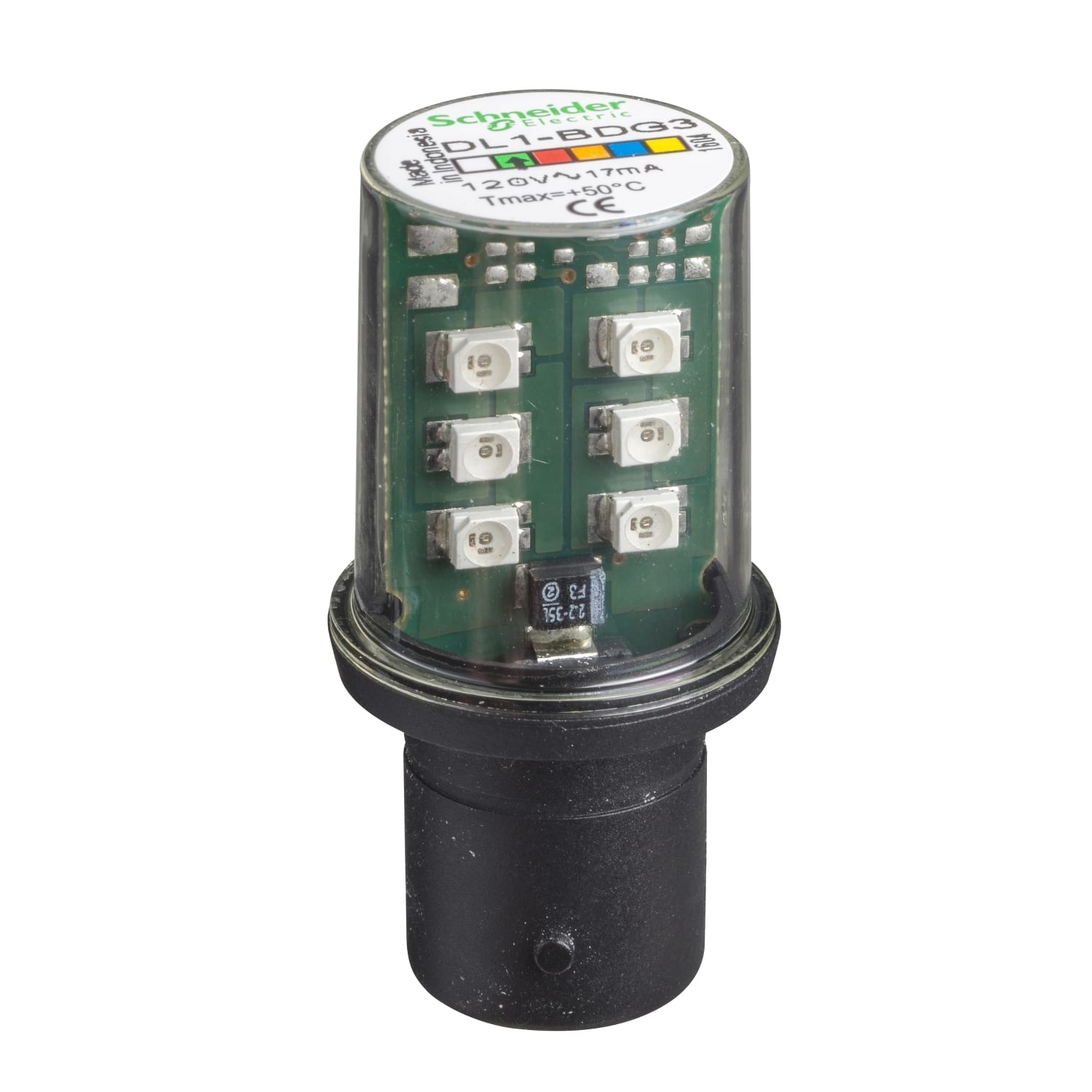 SCHNEIDER ELECTRIC - SNRDL1BDG3 LAMPADINA LED VERDE 120V BA15D