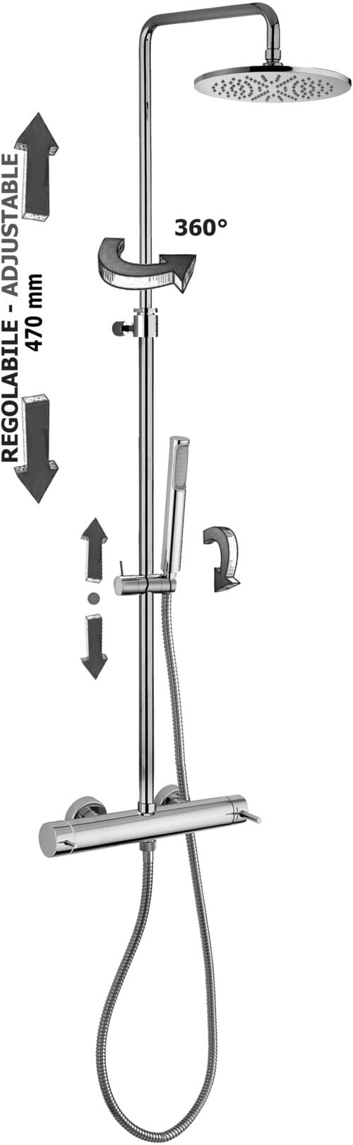 RUBINETTERIA PAFFONI - PFFZCOL599CR COLONNA REGOLABILE NEW MINI MASTER +D.BI