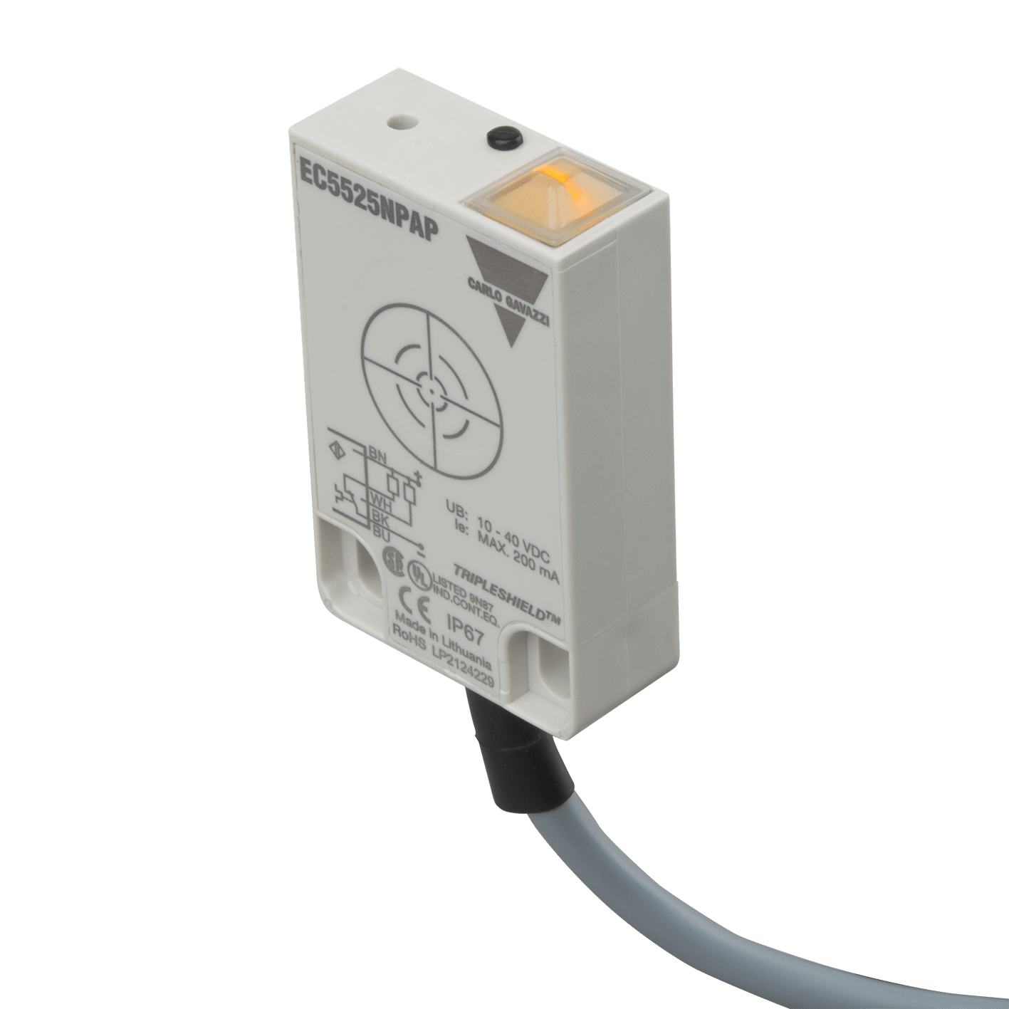 CARLO GAVAZZI - GAVEC5525NPAP SENS. CAP. RETT. SN=25MM NPN NO+NC CAVO