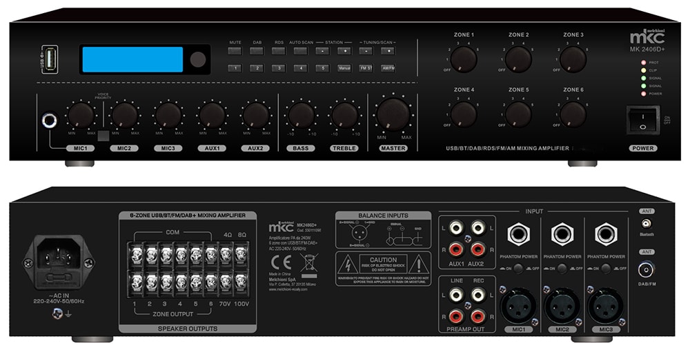 MELCHIONI SPA - MEM550111098 AMPLIFICATORE PA DA 240W A 6 ZONE CON US