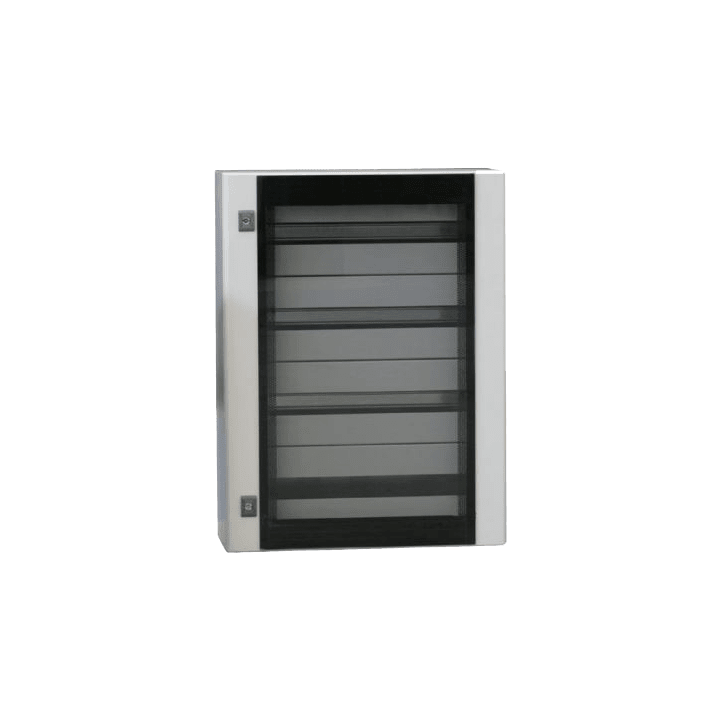 DKC-RAMBLOCK - RMBR5CEXD1262 Cassa serie CE porta in vetro serig., con pannello di cablaggio, dimens. 1200 x 600 x 200 mm (AxLxP)