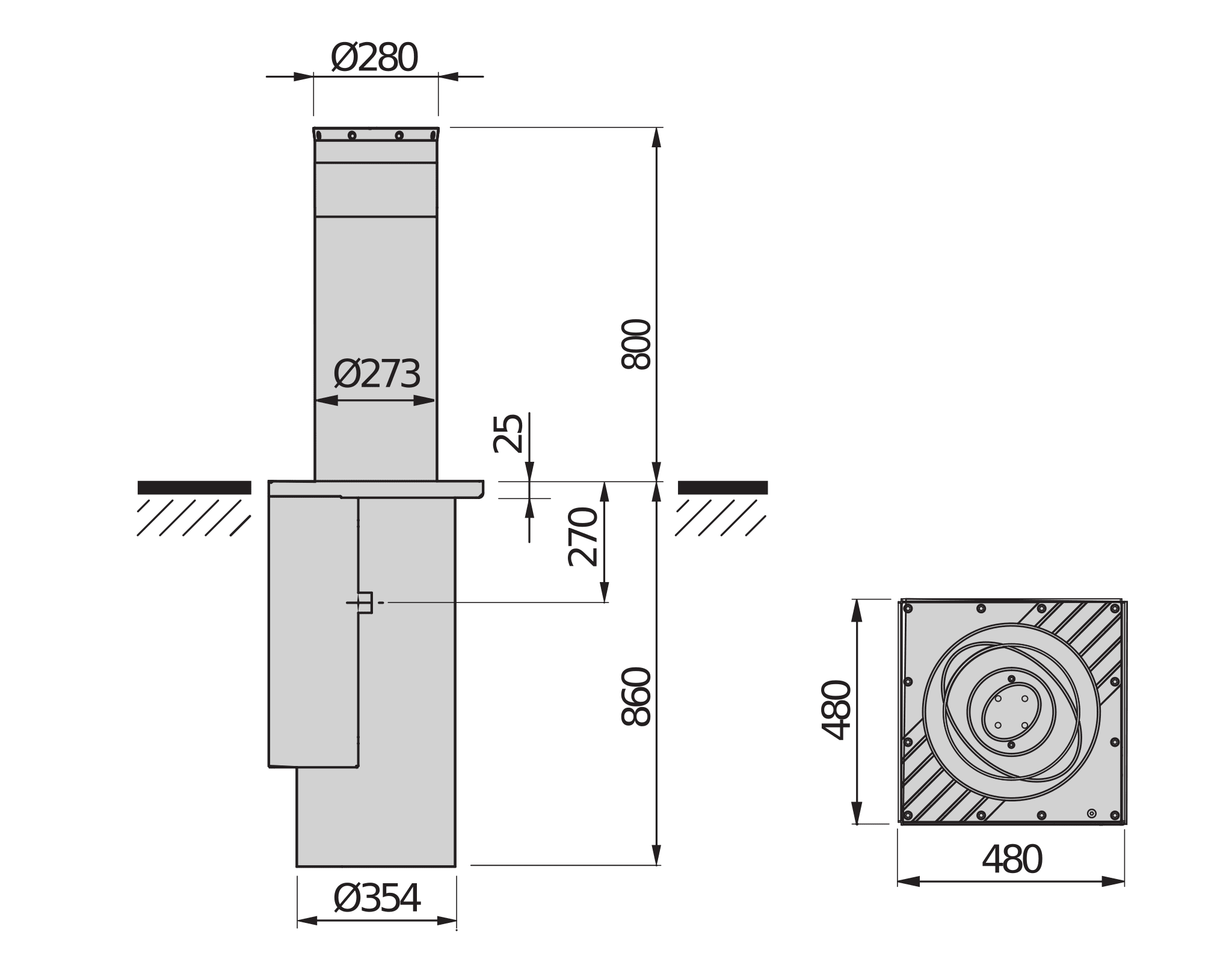 BFT - BFT2601347 PILLAR B 275/800.6C L SD LUCI SEC DEV
