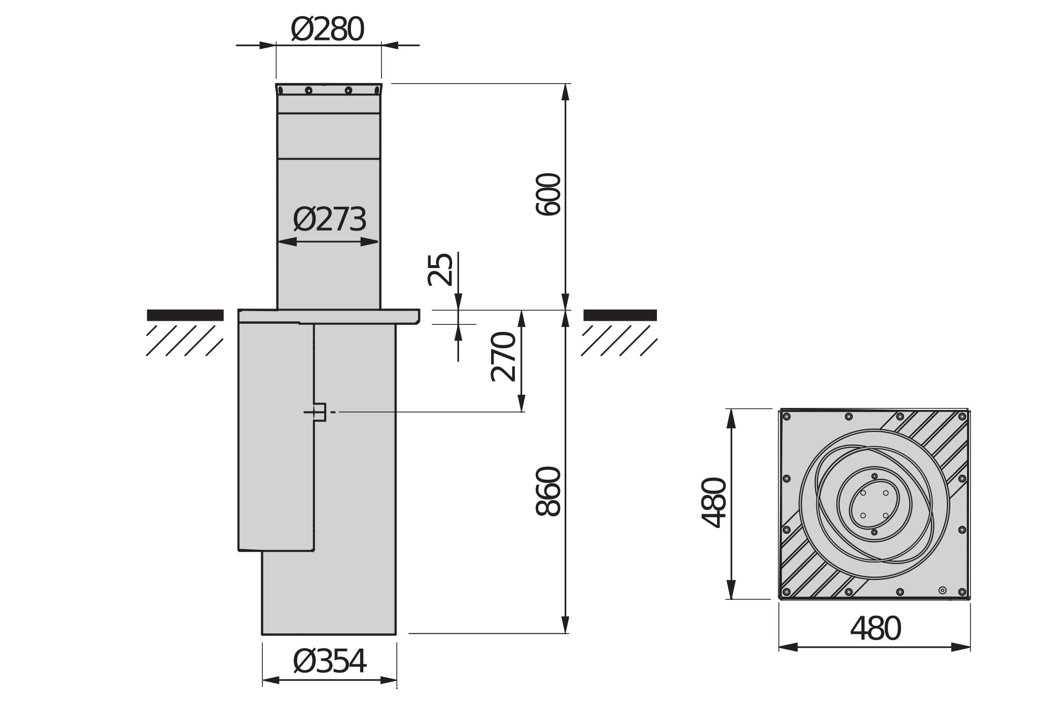 BFT - BFT2601341 PILLAR B275/600.6C LI SD 316