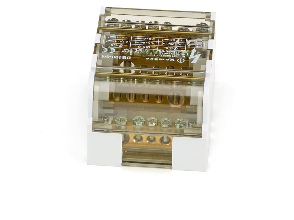 CEMBRE SPA - CEMDB100-6/4 RIPARTITORE TETRAPOLARE SERIE DBLOCK, A SERRAGGIO DIRETTO, 100A 7 VIE SEZIONE INGRESSO 25mmq
