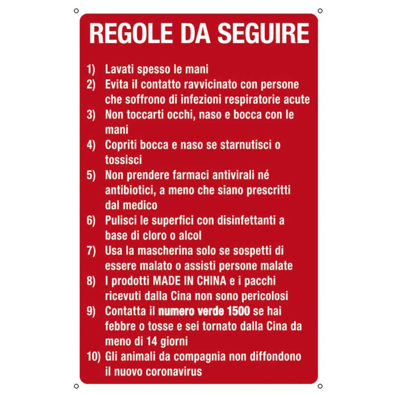 ELCART DISTRIBUTION - ERT352100000 CARTELLO REGOLE DA SEGUIRE