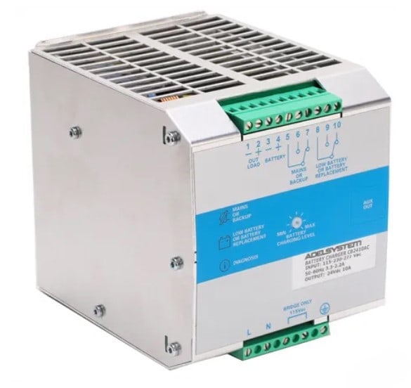 ADEL SYSTEM SRL - ADYCB2410AC Caricabatterie guida DIN, 24VDC, 10A