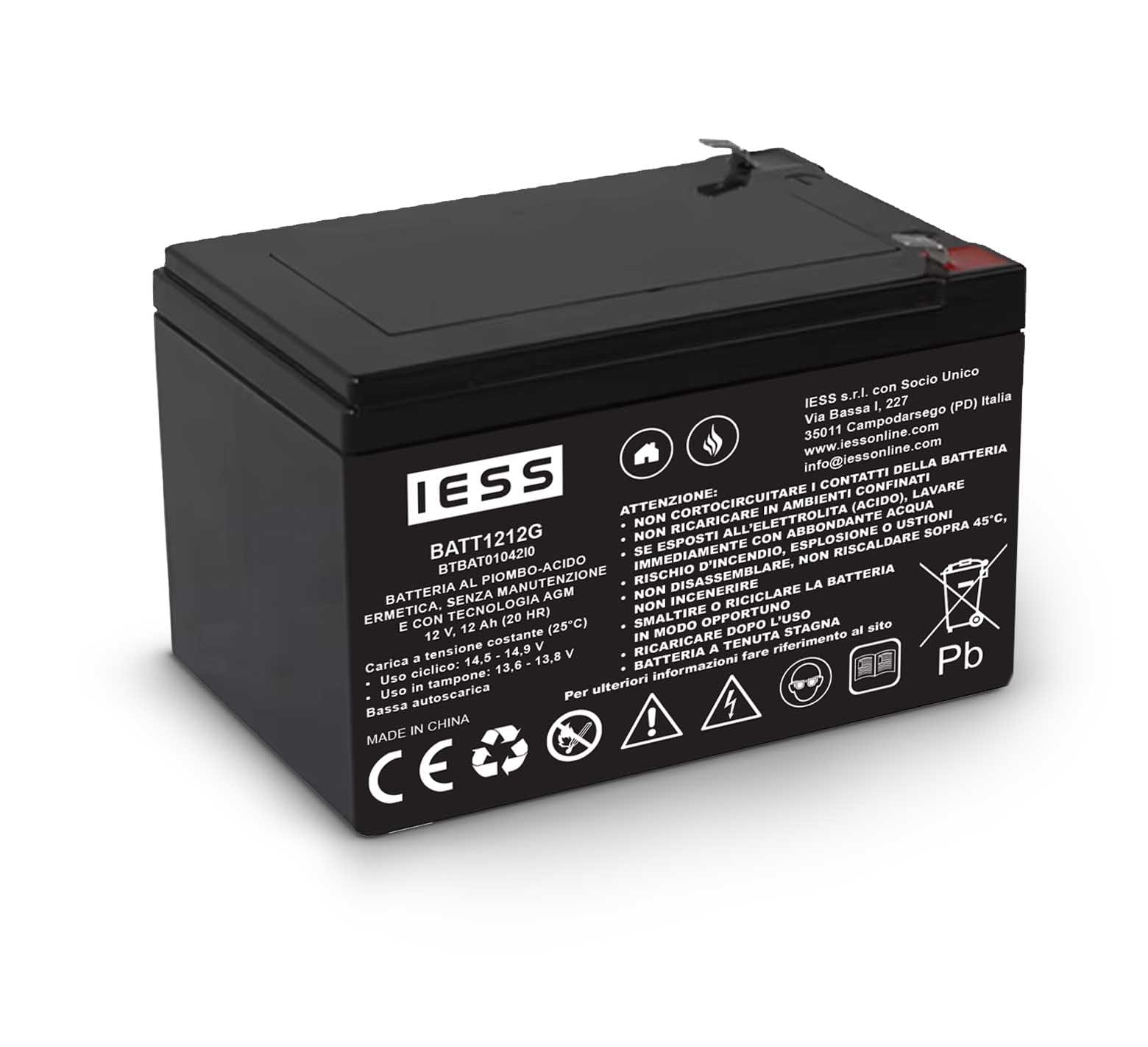 IESS SRL - EAABATT1212G BATTERIA AGM 12V 12AH X CENTRALI SERIE K