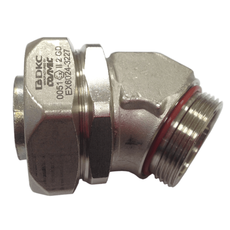 COSMEC - CSMEX6024-3227 Raccordo metallico curvo a 45° ATEX, filetto M32x1,5 mm, per tubo fless. diam. 27 mm