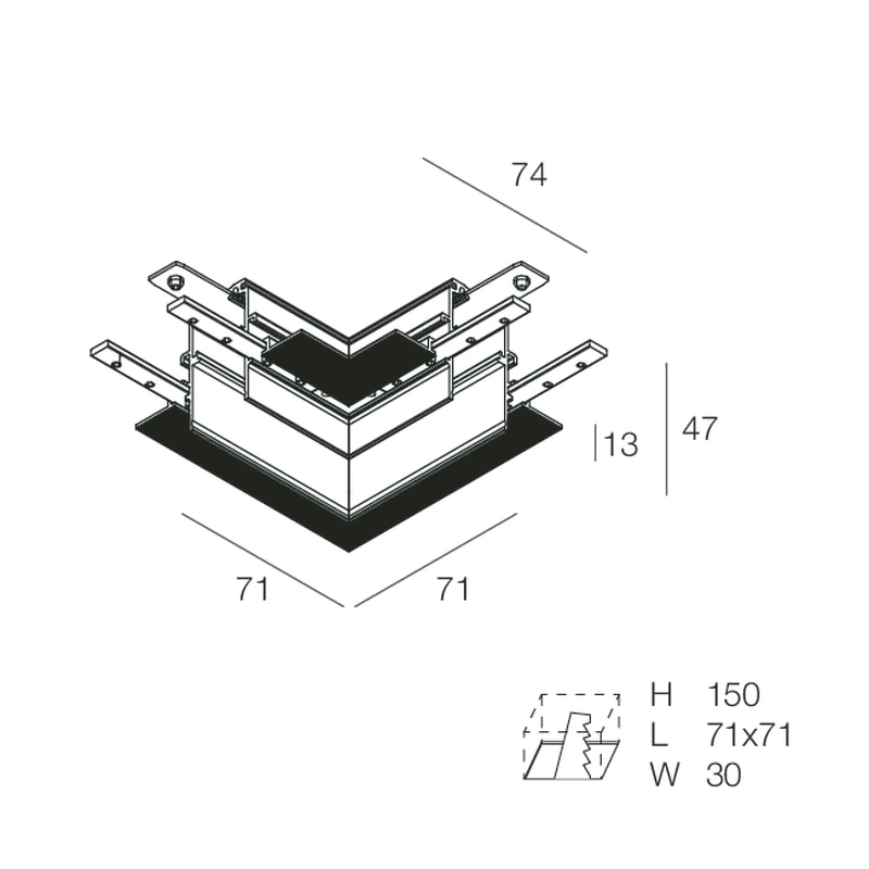 NOVALUX SPA - NOX110918.02 FORTY8 TRACK INCASSO BINARIO ELETTRIFICATO LINEARE 48VPer installazione ad incasso a rasamento su cartongesso di spessore 12,5mm. (Garanzia: 5 anni)