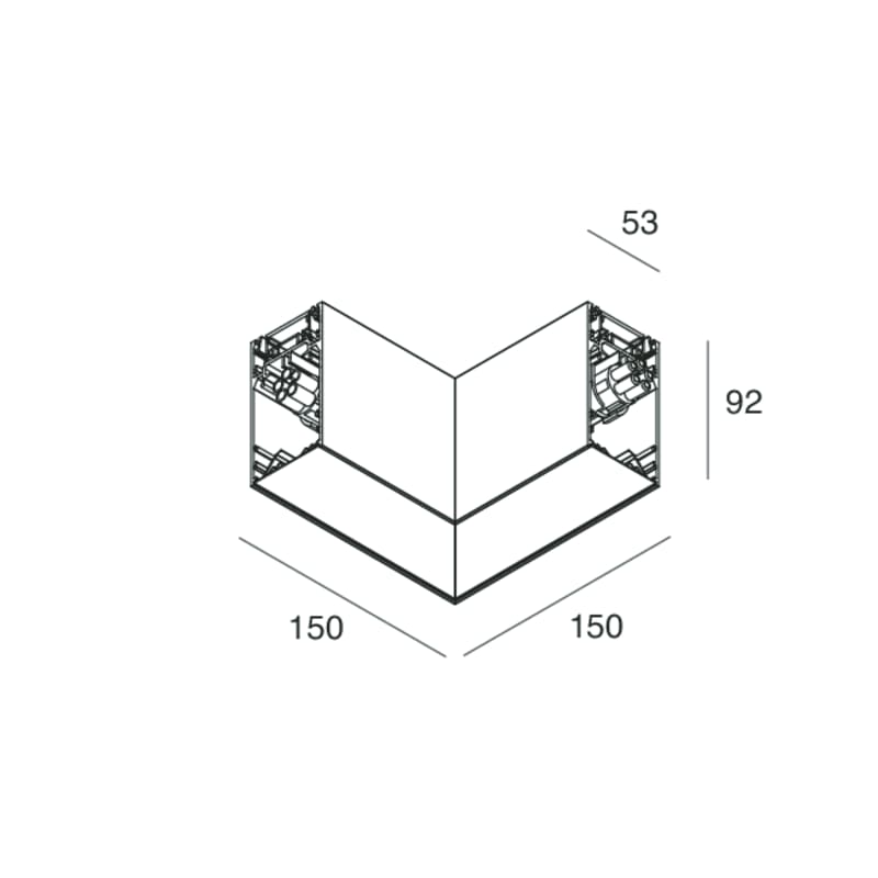 NOVALUX SPA - NOX1087A4.01 MODULO CIECO ANGOLARECompleto di cablaggio passante, giunti di unione e cover inferiore. Incluso 1 cavi di sospensione L 1200mm. non alimentabile. G