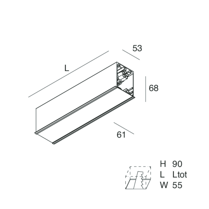 NOVALUX SPA - NOX108857.01 MODULO CIECO LINEARE Completo di cablaggio passante, giunti di unione e cover inferiore. Garanzia 5 anni