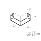 NOVALUX SPA - NOX108854.01 MODULO CIECO a L Completo di cablaggio passante, giunti di unione e cover inferiore. Non alimentabile. (destra) Garanzia 5 anni.