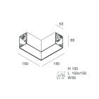NOVALUX SPA - NOX108678.02 MODULO CIECO a L: Completo di cablaggio passante, giunti di unione e cover inferiore. Non alimentabile. (destra) Garanzia 5 anni.