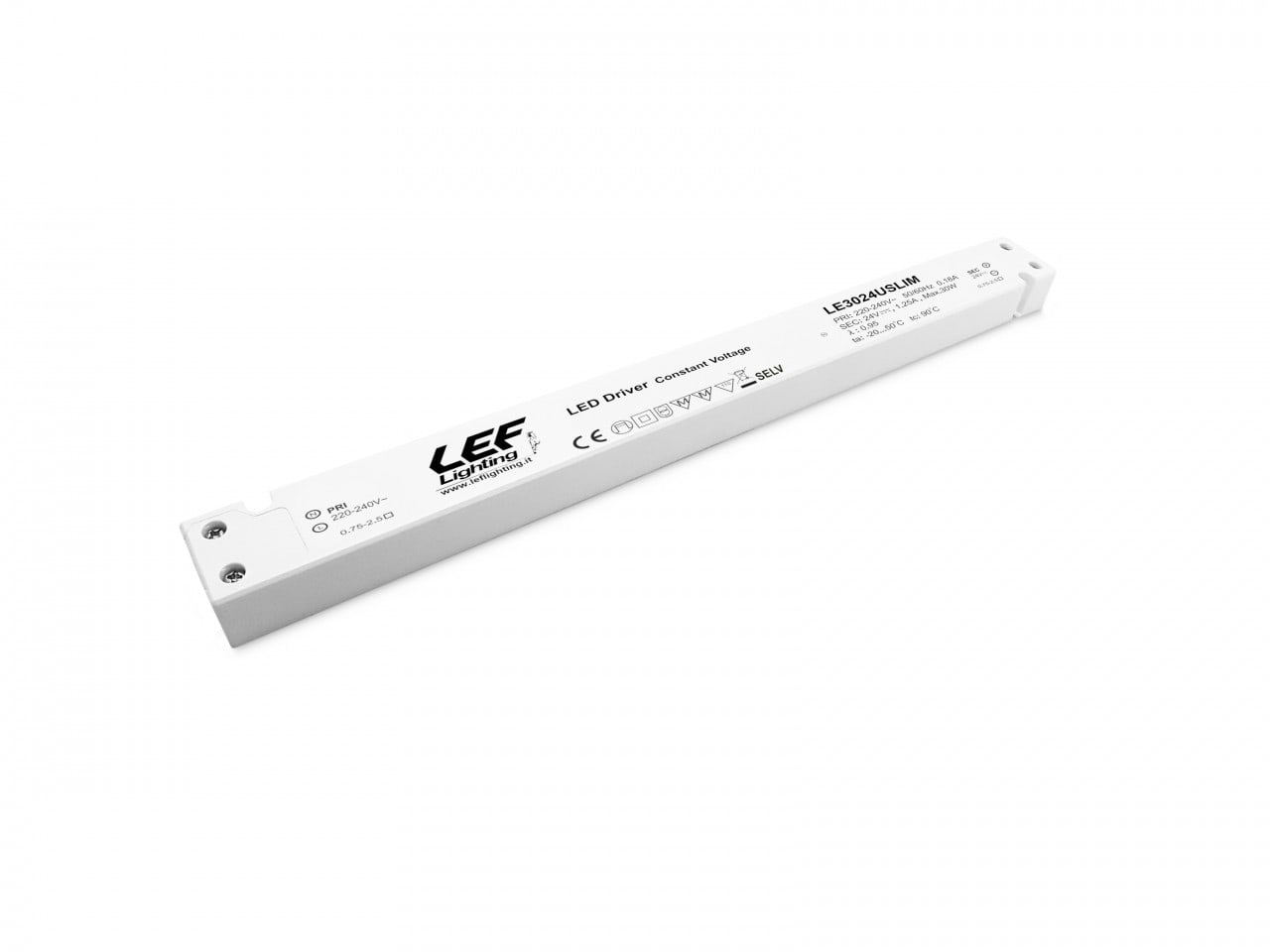 LEF LIGHTING SRL - LEFLE3024USLIM ALIM. LED TENS.COST. 30W 24VDC IP20 SLIM