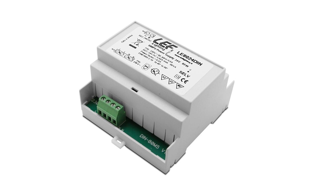 LEF LIGHTING SRL - LEFLE8024DIN ALIM. LED 80W 24VDC GUIDA DIN 5