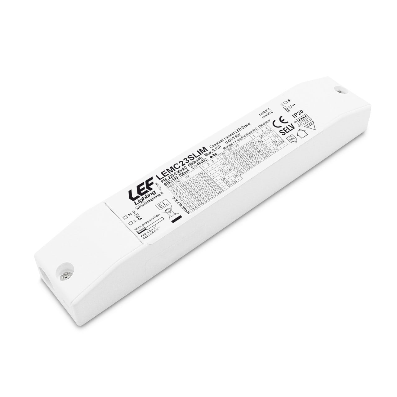 LEF LIGHTING SRL - LEFLEMC23SLIM ALIM.LED 100 700MA 4.6 23.1W SLIM IP20
