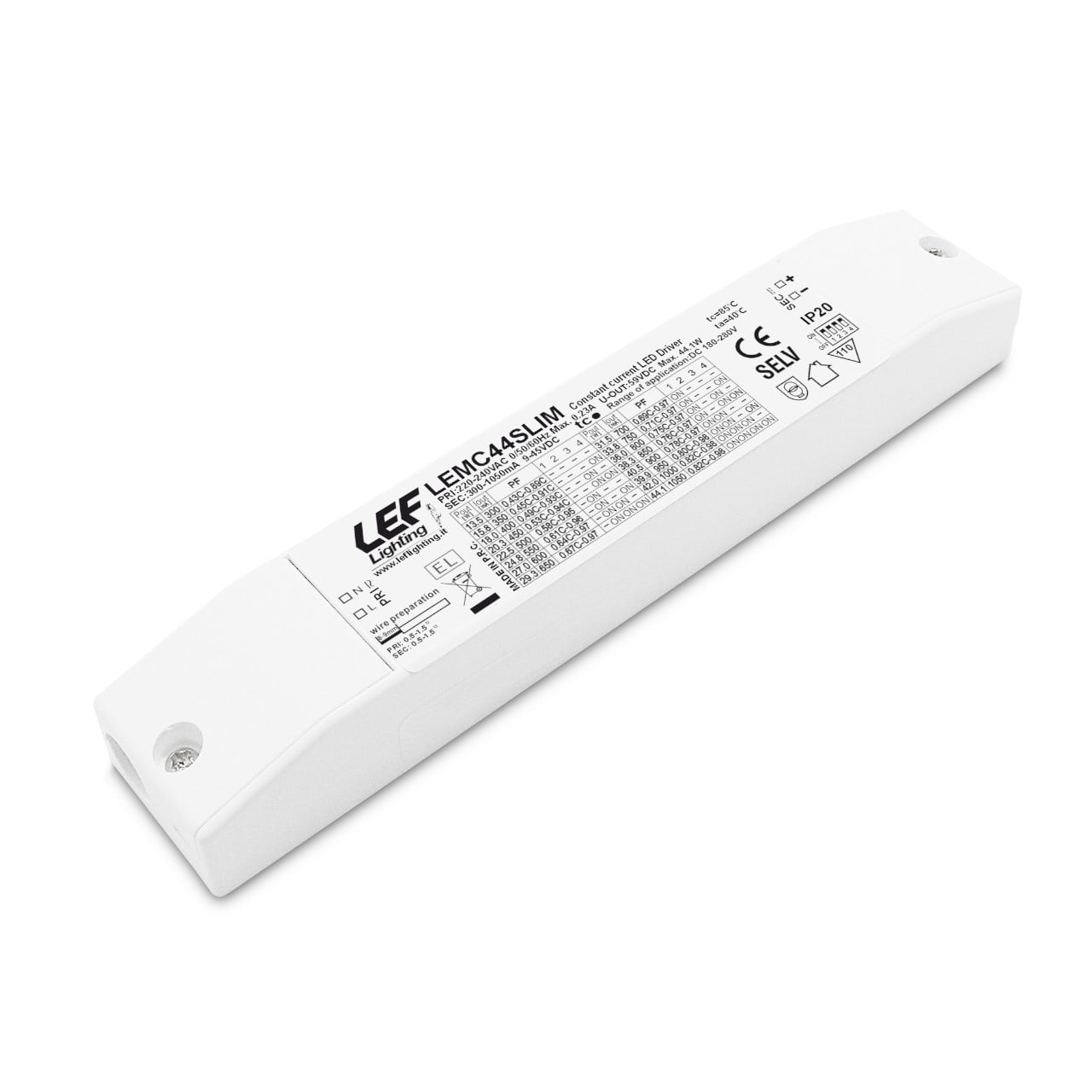LEF LIGHTING SRL - LEFLEMC44SLIM ALIM.LED 300 1050MA 14,7 44W SLIM IP20