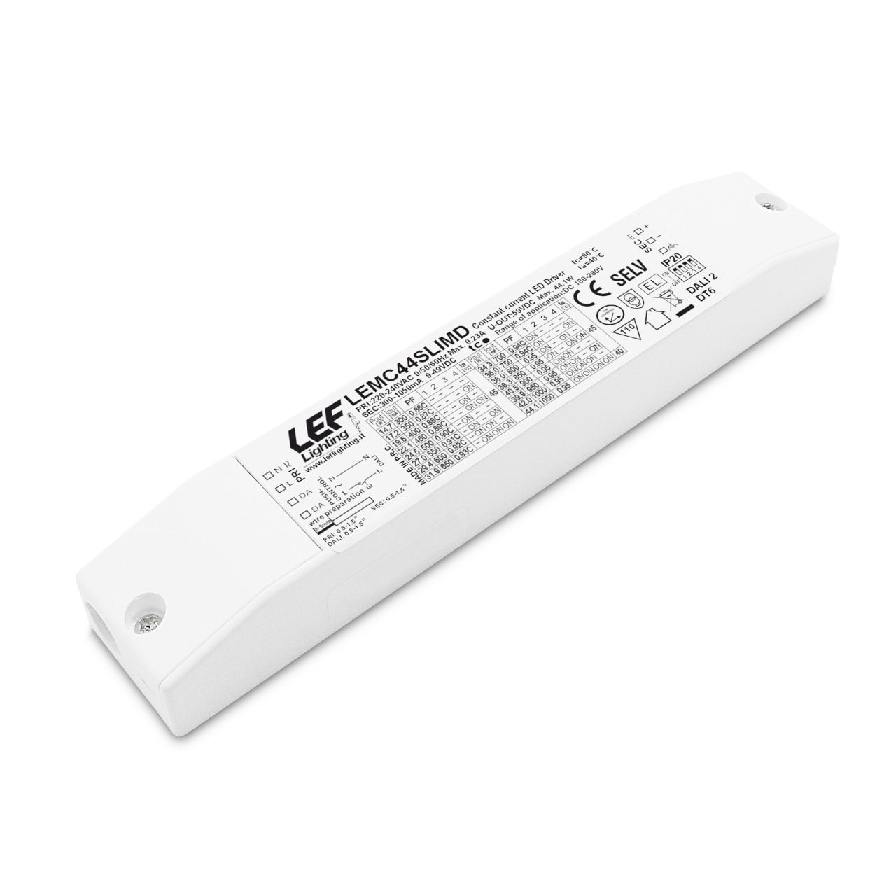 LEF LIGHTING SRL - LEFLEMC44SLIMD ALIM.LED 300 1050MA 15 44W DIM PUSH/DALI