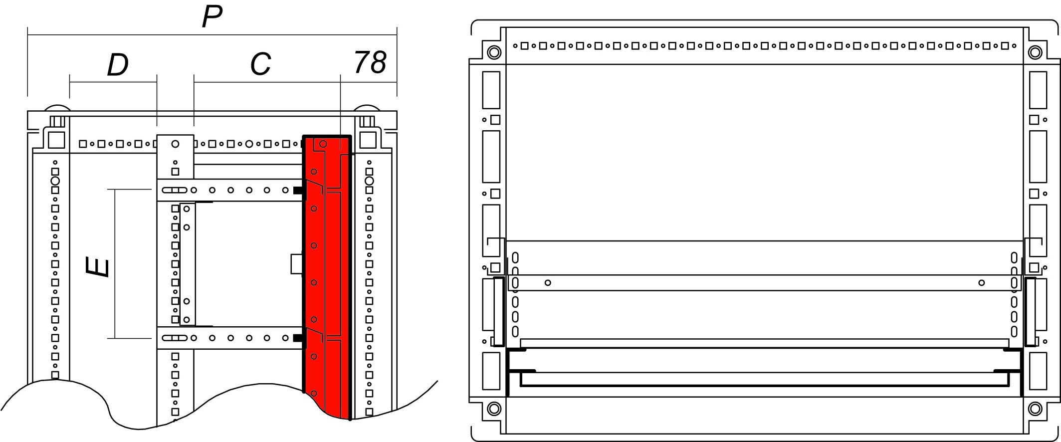 DKC-RAMBLOCK - RMBR5TE16 MONTANTI X PANN.MOD.(2PZ.)