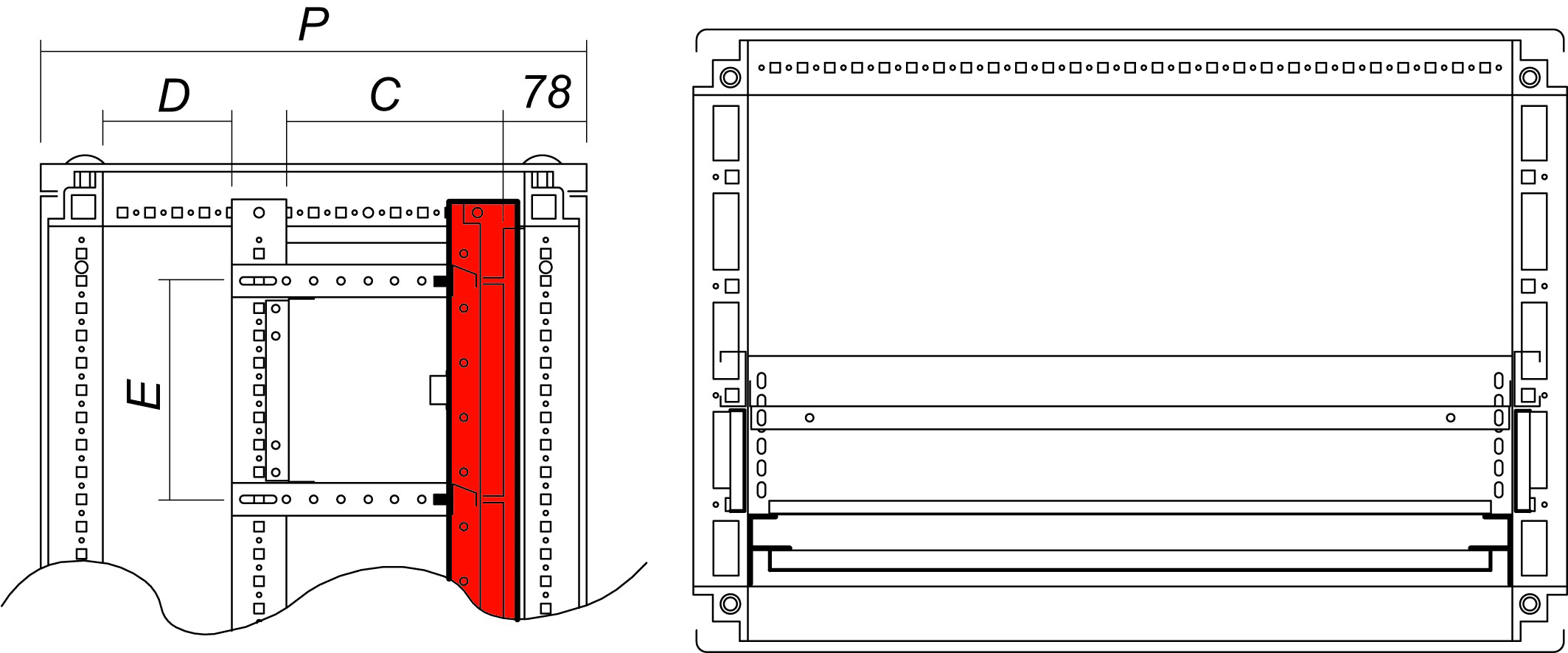 DKC-RAMBLOCK - RMBR5TE22 MONTANTI X PANN.MOD.(2PZ.)