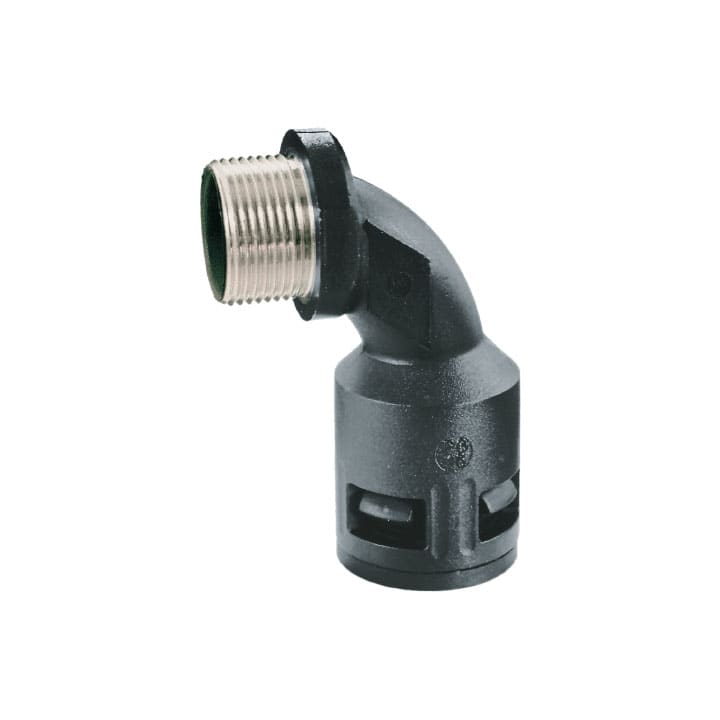 COSMEC - CSM5029-1016NM Raccordo curvo a 90° con filetto maschio metallico, Metrico 16 x 1,5 mm , IP68, nero, AD13