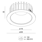 NOVALUX SPA - NOX107915.03 NIK TONDO 32W Riflettore GRIGIO: Downlight LED tondo per installazione ad incasso in battuta in controsoffitto, completo di molle in acciaio armonico