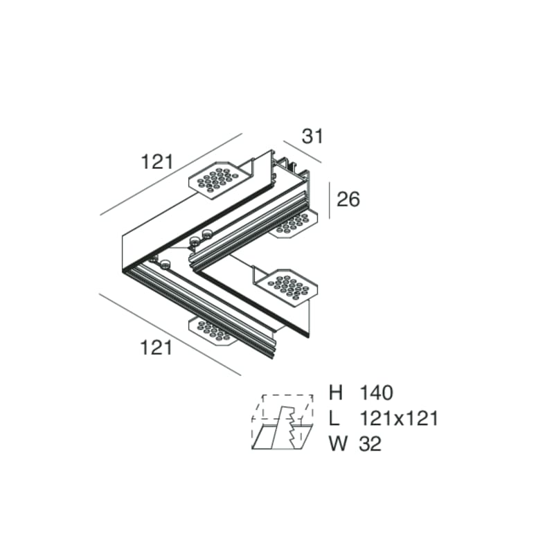 NOVALUX SPA - NOX103328.02 P-30 PCB: GIUNTO a L per cartongesso di spessore 12,5 mm kit di giunzione incluso. Garanzia 5 anni