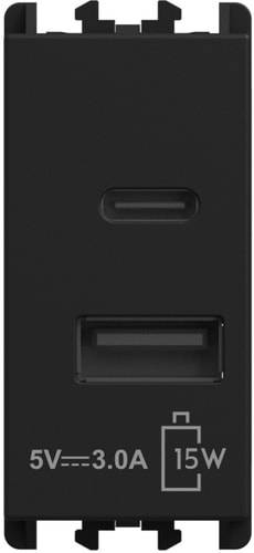 URMET SPA - UTD27331.N CARICATORE 2XUSB 5V 3A 1M N