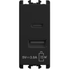 URMET SPA - UTD27331.N CARICATORE 2XUSB 5V 3A 1M N
