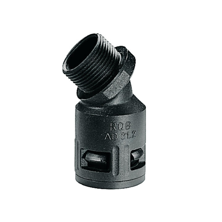 COSMEC - CSM5028M-2932N Raccordo curvo a 45° con filetto maschio plastico, Metrico 32 x 1,5 mm , IP66, nero, AD34,5